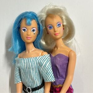 Vintage 1986 Jem & The Holograms Lot Aja Jerrica Redressed Hasbro Blue Dress 80s